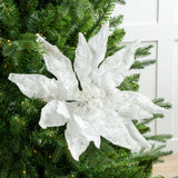 18" Arctic White Poinsettia Stem Set Of 2