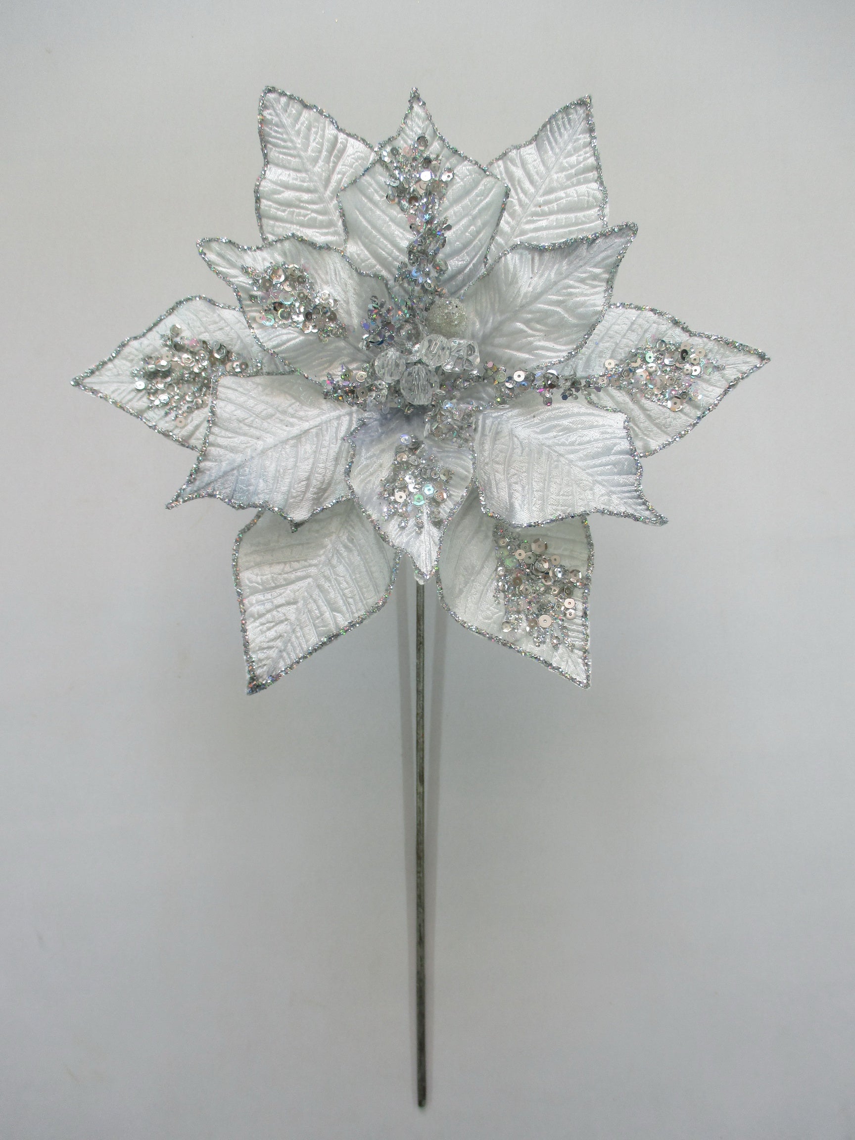 15" Poinsettia Velvet Pick Set Of 6