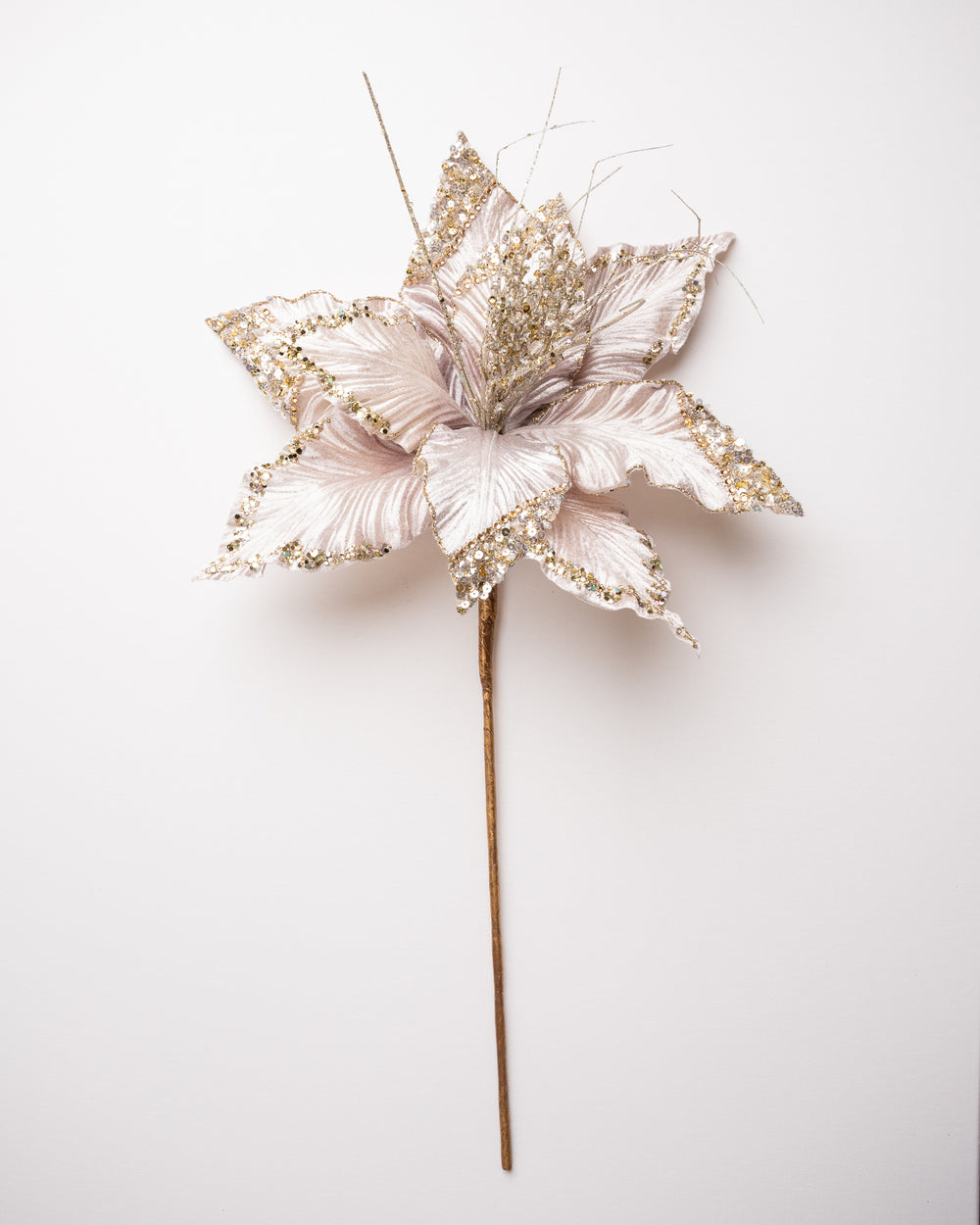 15" Poinsettia Velvet Pick Set Of 6