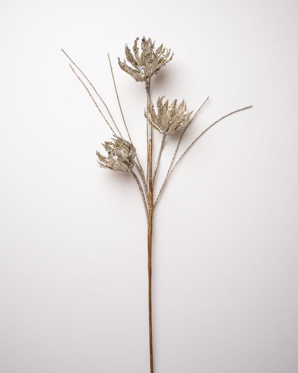 22" Platinum Glitter Starburst Flower Spray Set Of 6