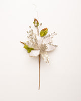 17" Poinsettia With Leaves Pick Set Of 6