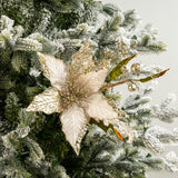 17" Poinsettia With Leaves Pick Set Of 6