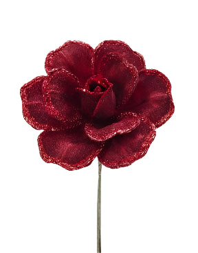 17" Rose Red Poinsettia Stem Set Of 4