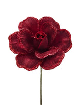 17" Rose Red Poinsettia Stem Set Of 4