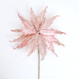 15" Pink Glitter Poinsettia Stem Set Of 4