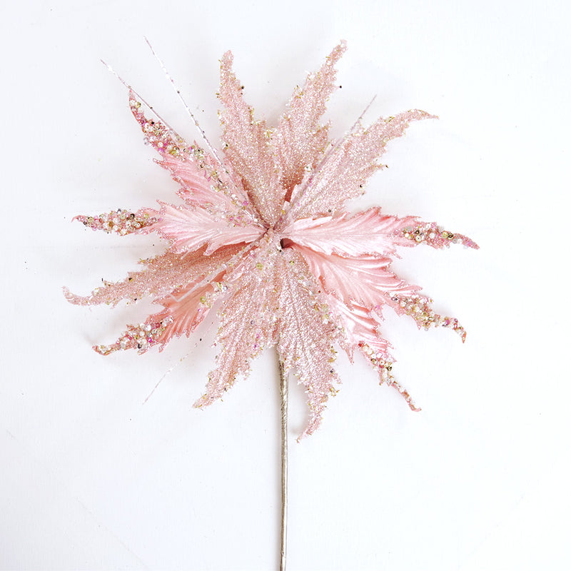 Juego de 4 tallos de flor de pascua rosa brillante de 15 pulgadas