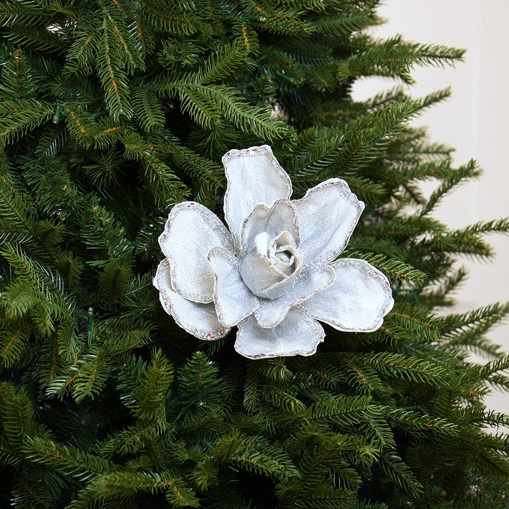 14" Rose White Poinsettia Stem Set Of 4