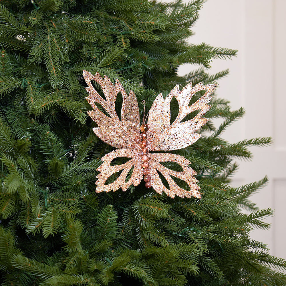 12" Cappuccino Glitter Butterfly Set Of 4