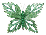 12" Emerald Glitter Butterfly Set Of 4