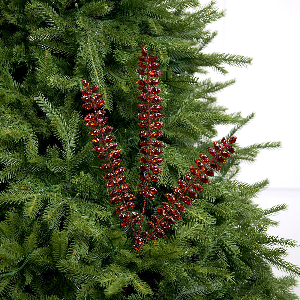29" Burgundy Diamond Leaf Spray Set Of 6