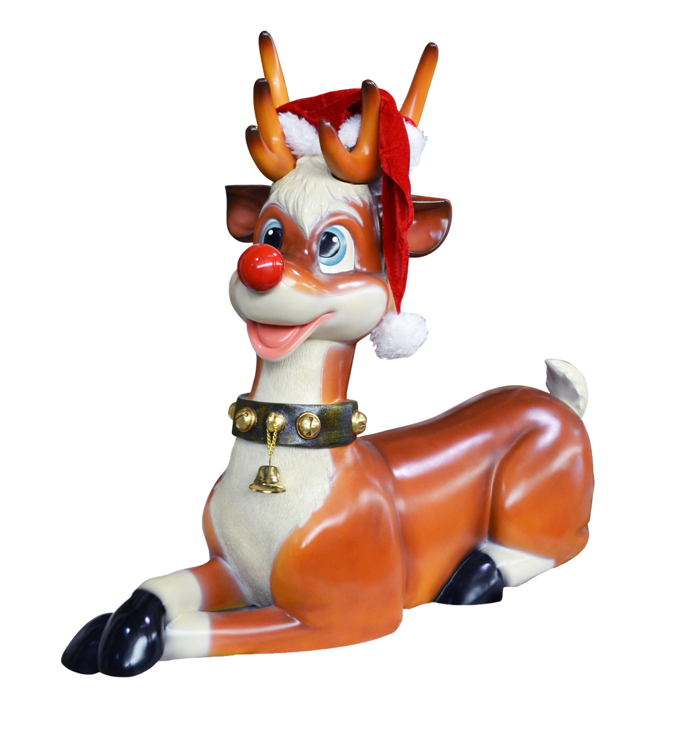 3.4 FT Lying Red Nose Reindeer