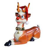 3.4 FT Lying Red Nose Reindeer