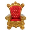Decorative chair with red cushion and gold frame on a white background