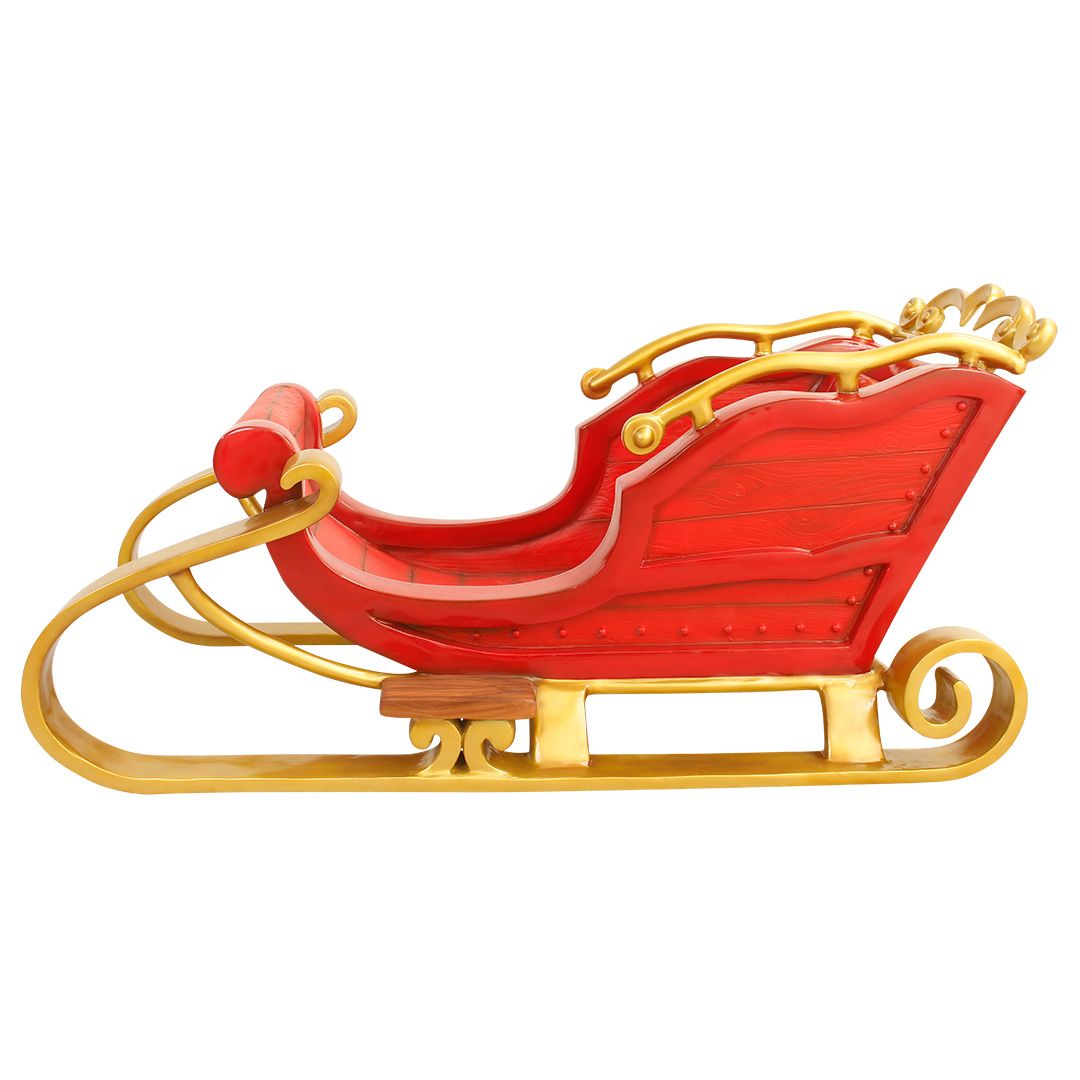Trineo de Papá Noel rojo y dorado de 1,8 m x 1,2 m