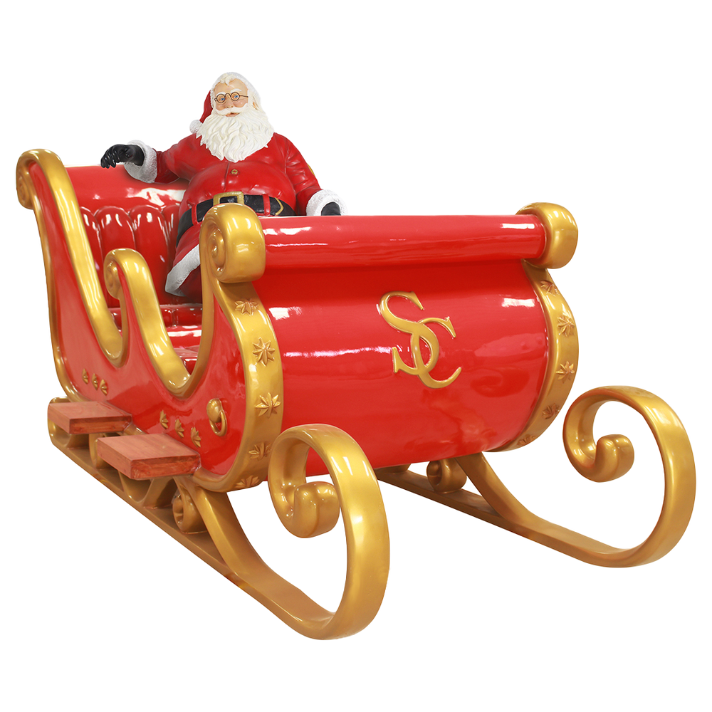 10 FT x 5 FT Red & Gold Santa Sleigh
