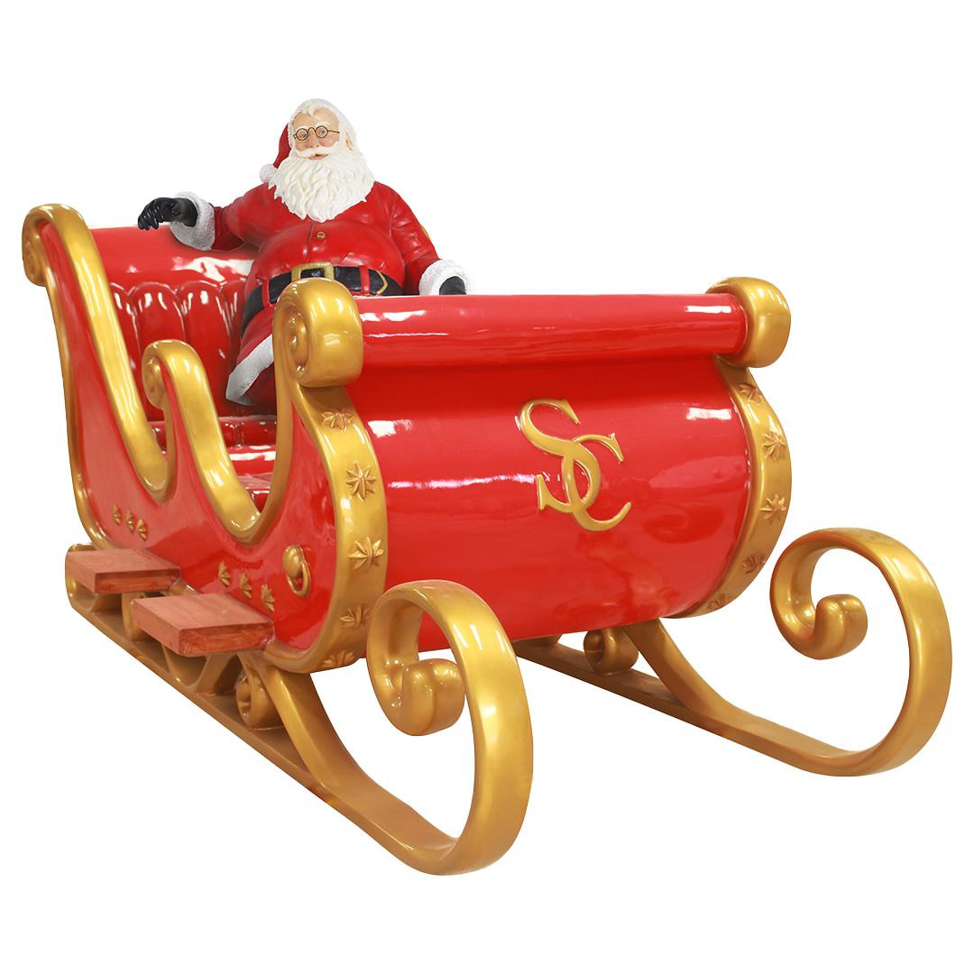 10 FT x 5 FT Red & Gold Santa Sleigh
