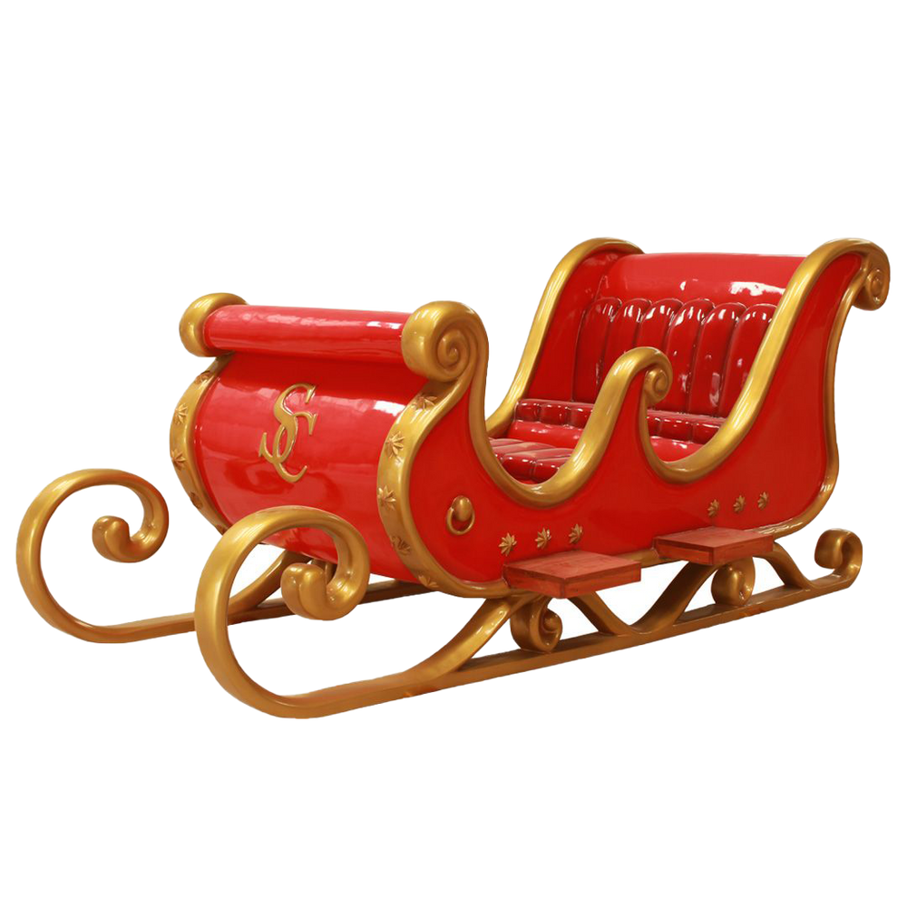 10 FT x 5 FT Red & Gold Santa Sleigh