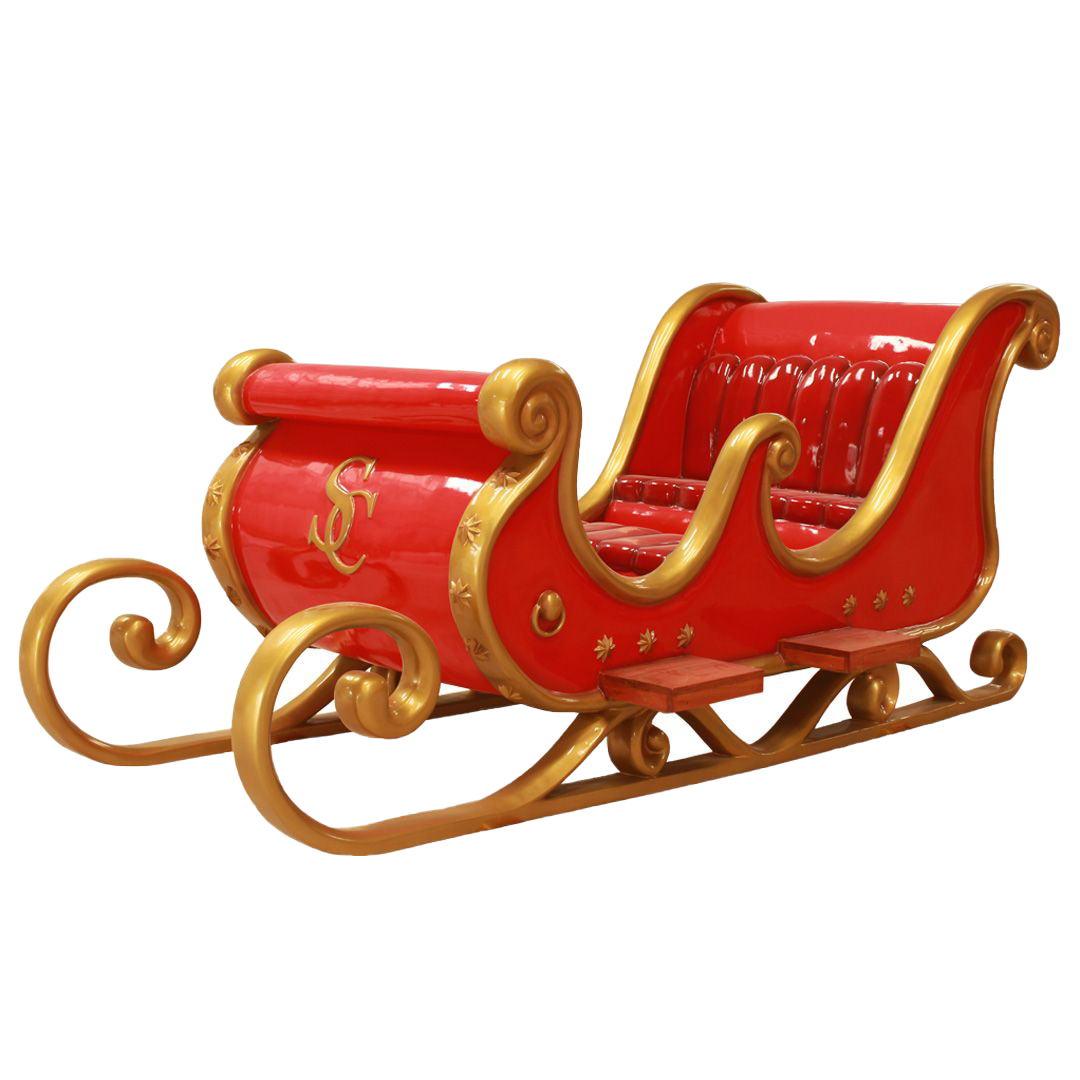 10 FT x 5 FT Red & Gold Santa Sleigh