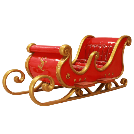 10 FT x 5 FT Red & Gold Santa Sleigh