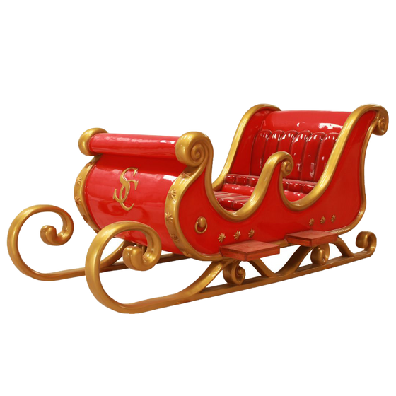 10 FT x 5 FT Red & Gold Santa Sleigh