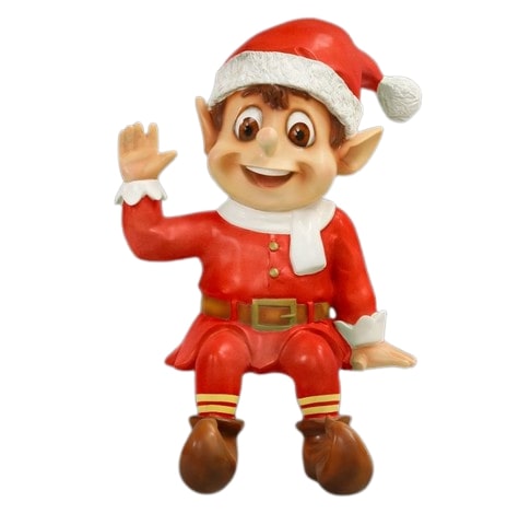 Elfo de Papá Noel sentado rojo de 3 pies
