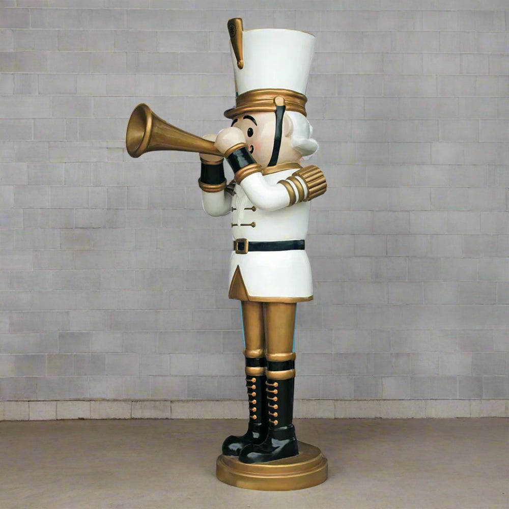 9 FT White & Gold Nutcracker With Trumpet