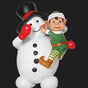 Elfo de Papá Noel verde de 5 pies sobre muñeco de nieve