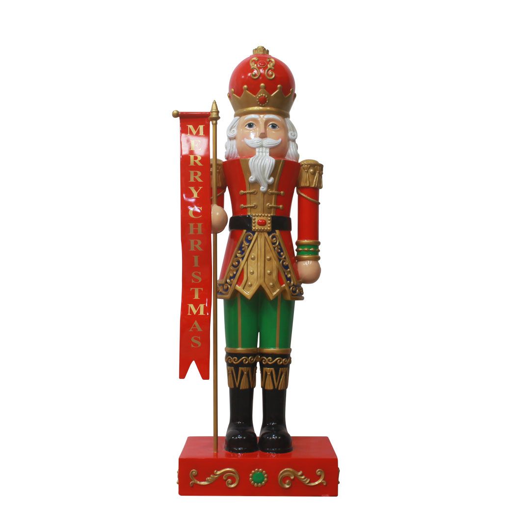 6 FT Traditional Nutcracker With Merry Christmas Sign