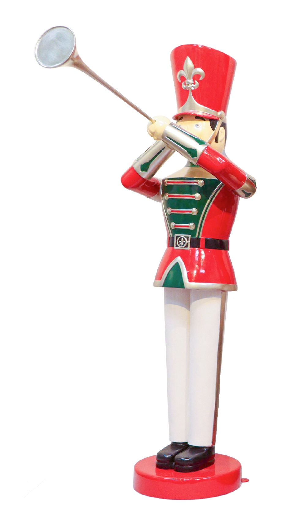 6 FT Red, Green, Gold, and White Toy Soldier With Trumpet