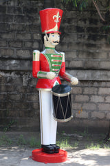Soldado de juguete de 9 pies, rojo y verde, con tambor