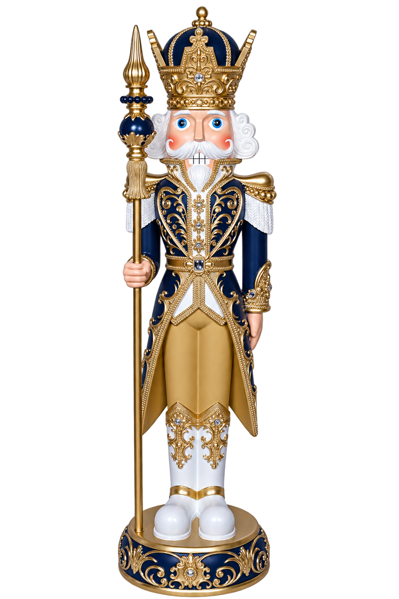 5 FT Blue & Gold King Nutcracker With Staff