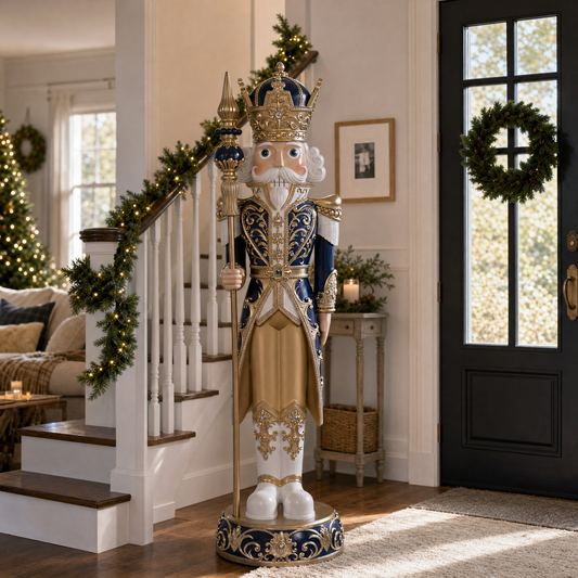 5 FT Blue & Gold King Nutcracker With Staff