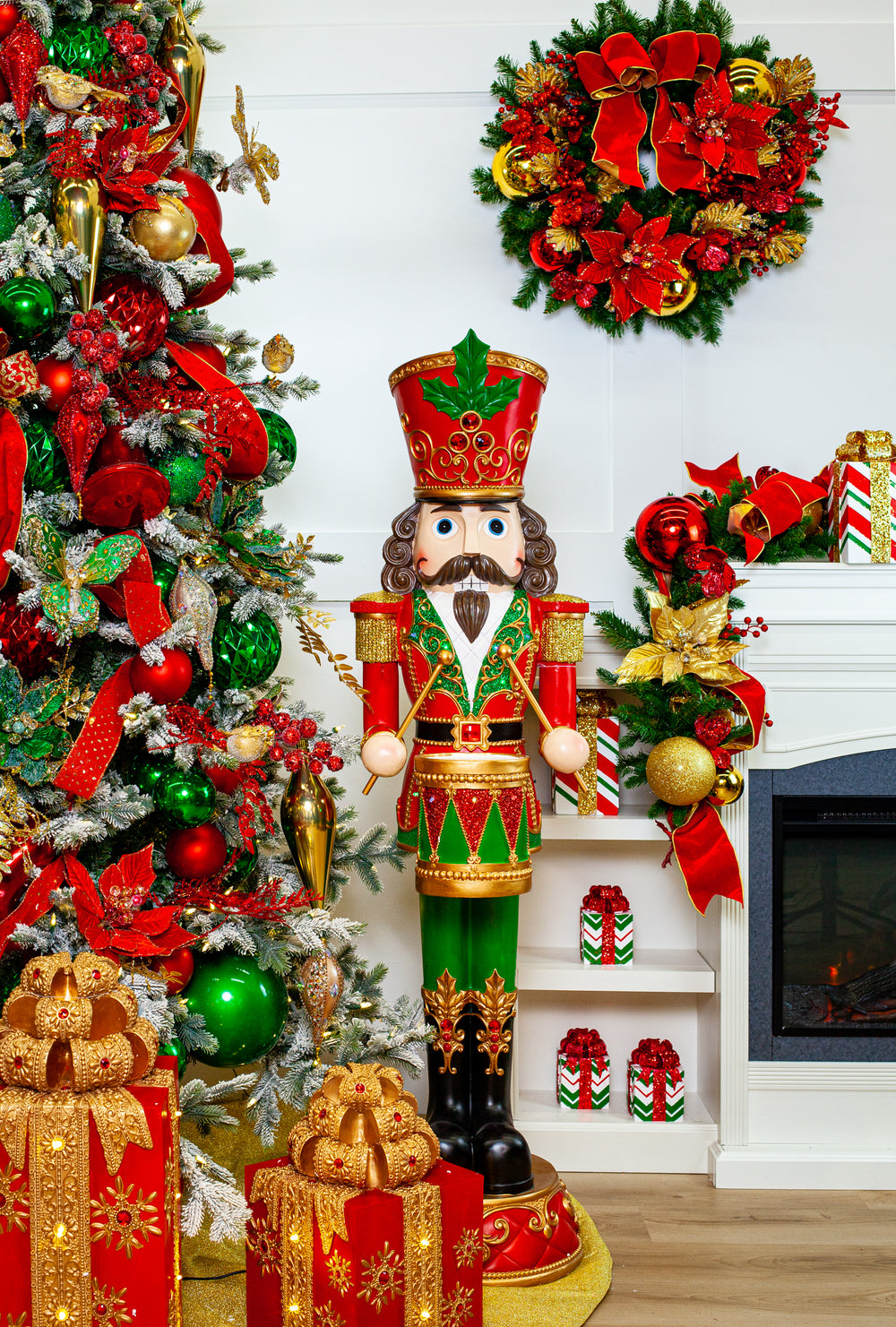 5 FT Red & Green Multi LED Nutcracker With Music