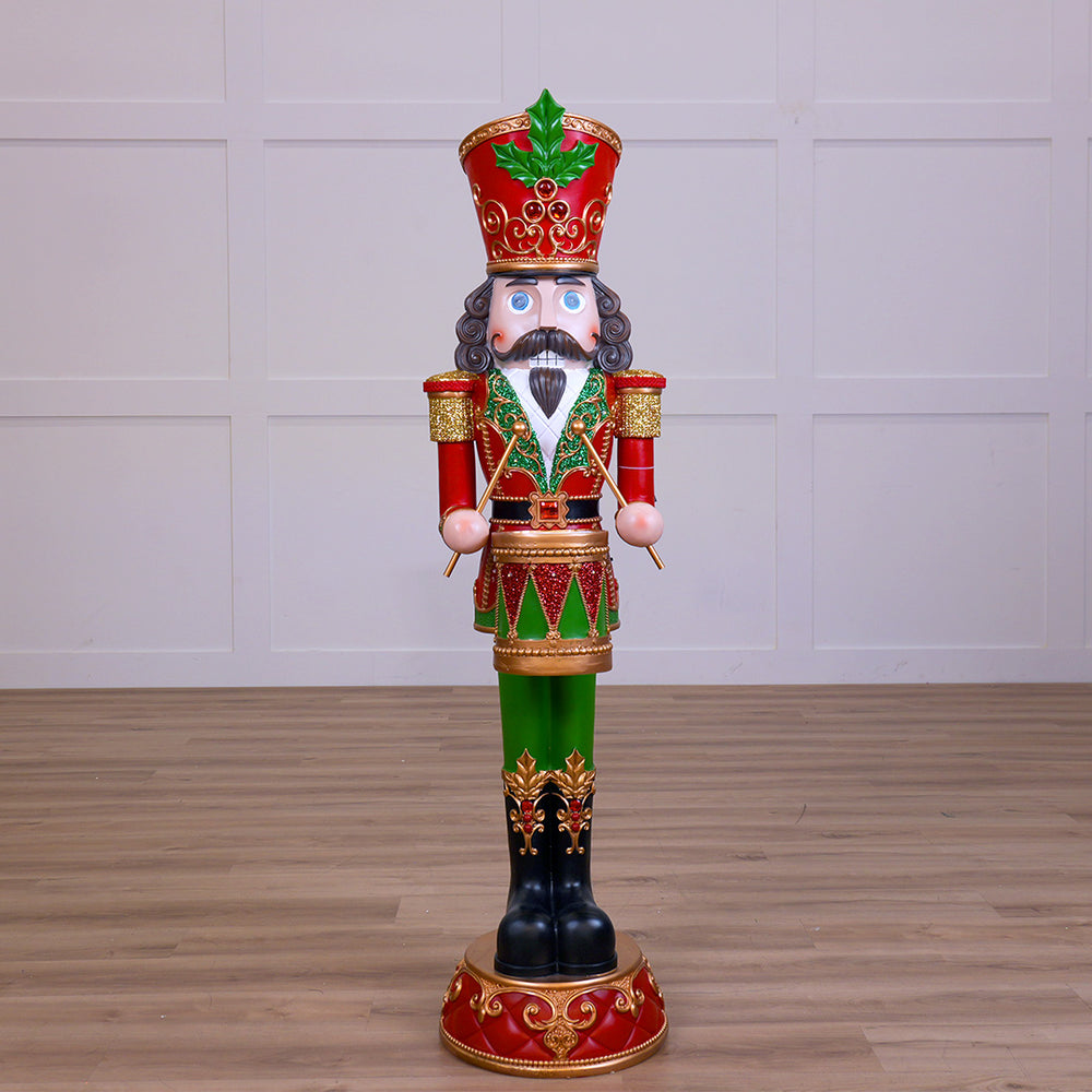 5 FT Red & Green Multi LED Nutcracker With Music