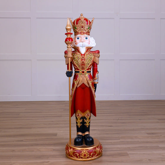 5 FT Red & Gold Multi LED King Nutcracker With Music
