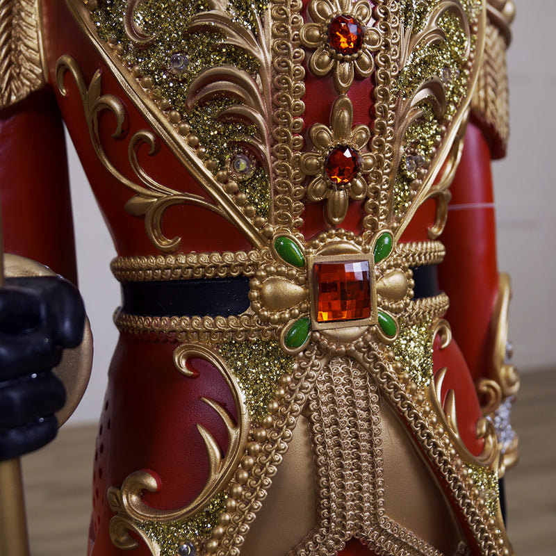Cascanueces Rey de LED Múltiple Rojo y Dorado de 5 PIES con Música