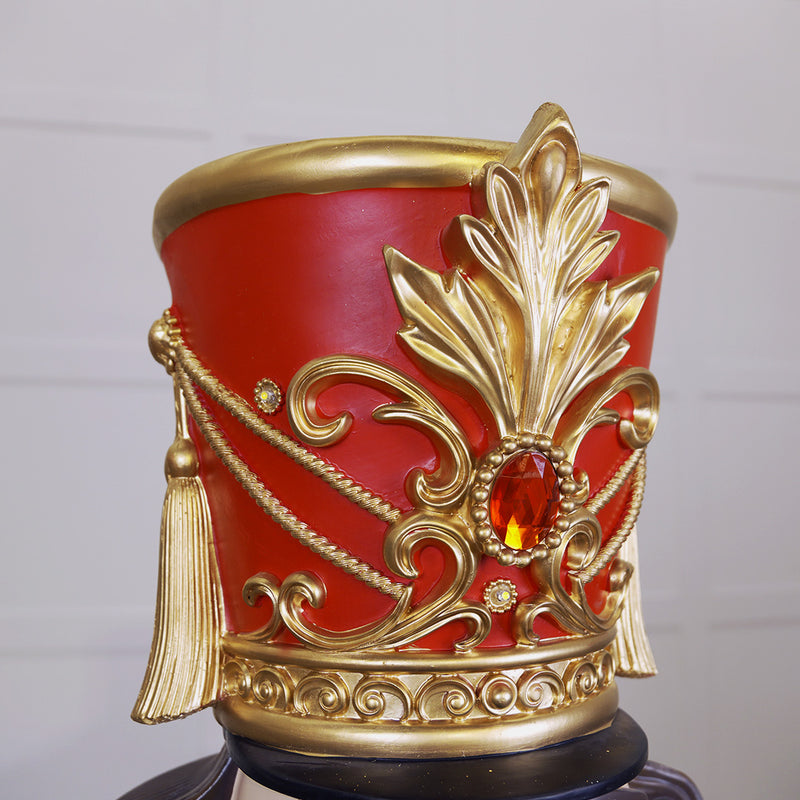 Cascanueces rojo y dorado de 6 pies con música y luces LED múltiples