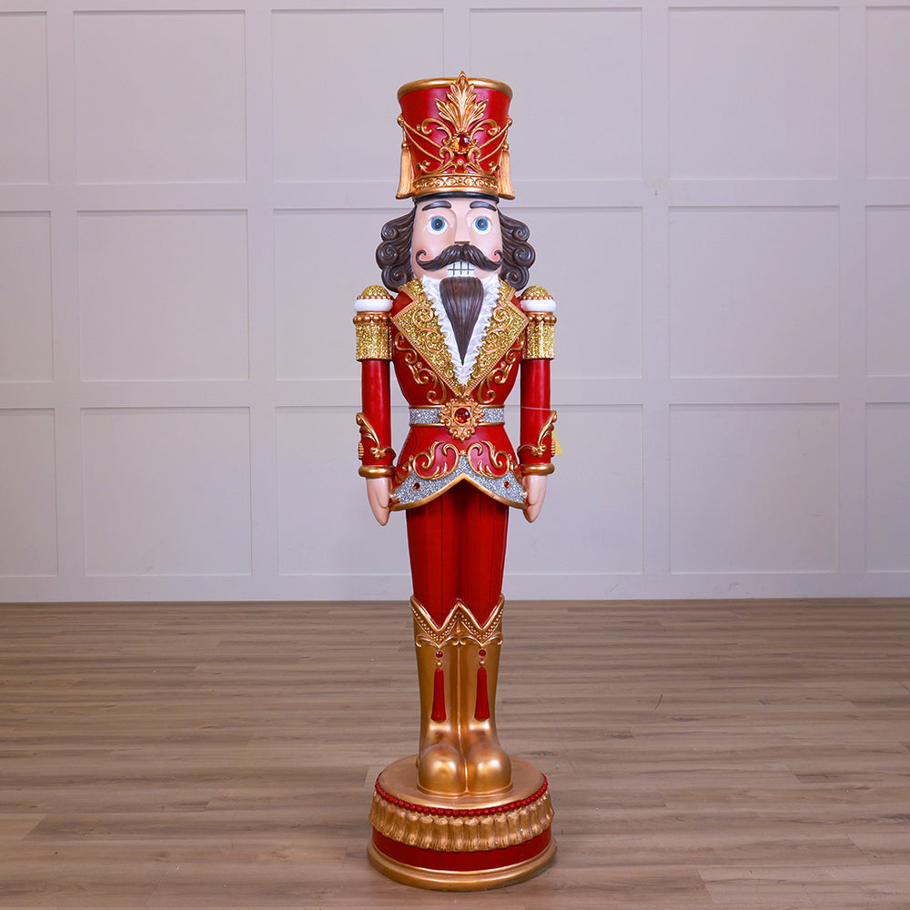 6 FT Red & Gold Nutcracker With Music & Multi LED Lights