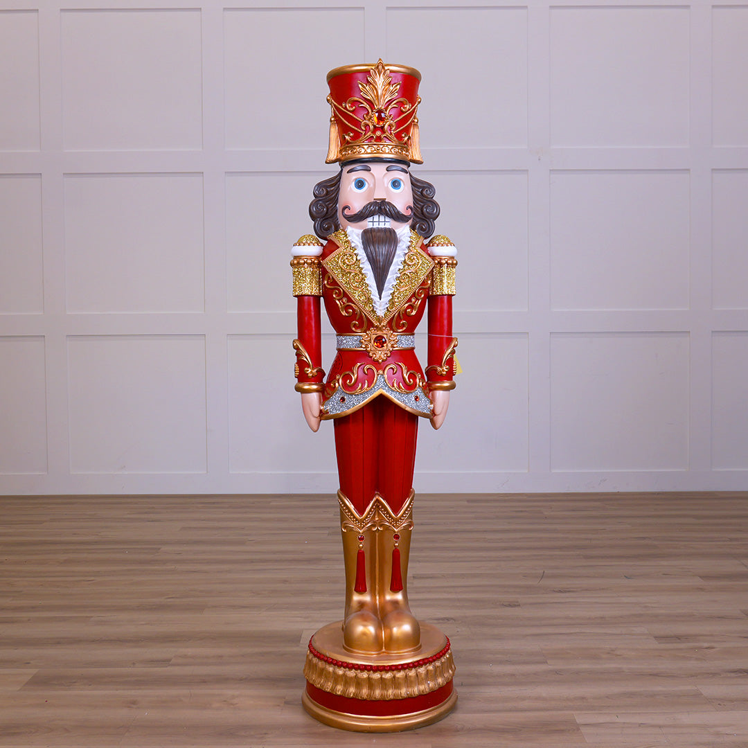 6 FT Red & Gold Nutcracker With Music & Multi LED Lights