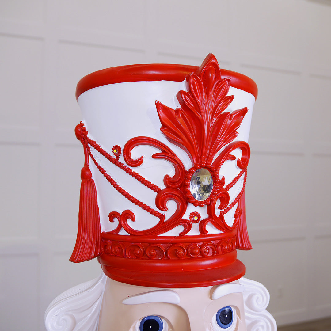 6 FT Lighted Musical Red & White Stripe King Nutcracker