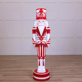 6 FT Lighted Musical Red & White Stripe King Nutcracker