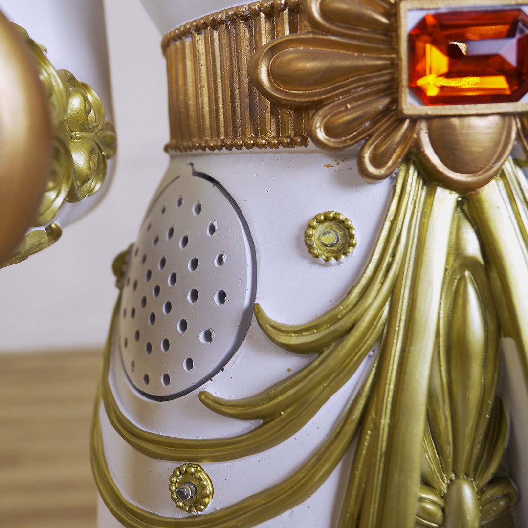 6 FT White & Gold King Nutcracker With Music & Warm White LED Lights