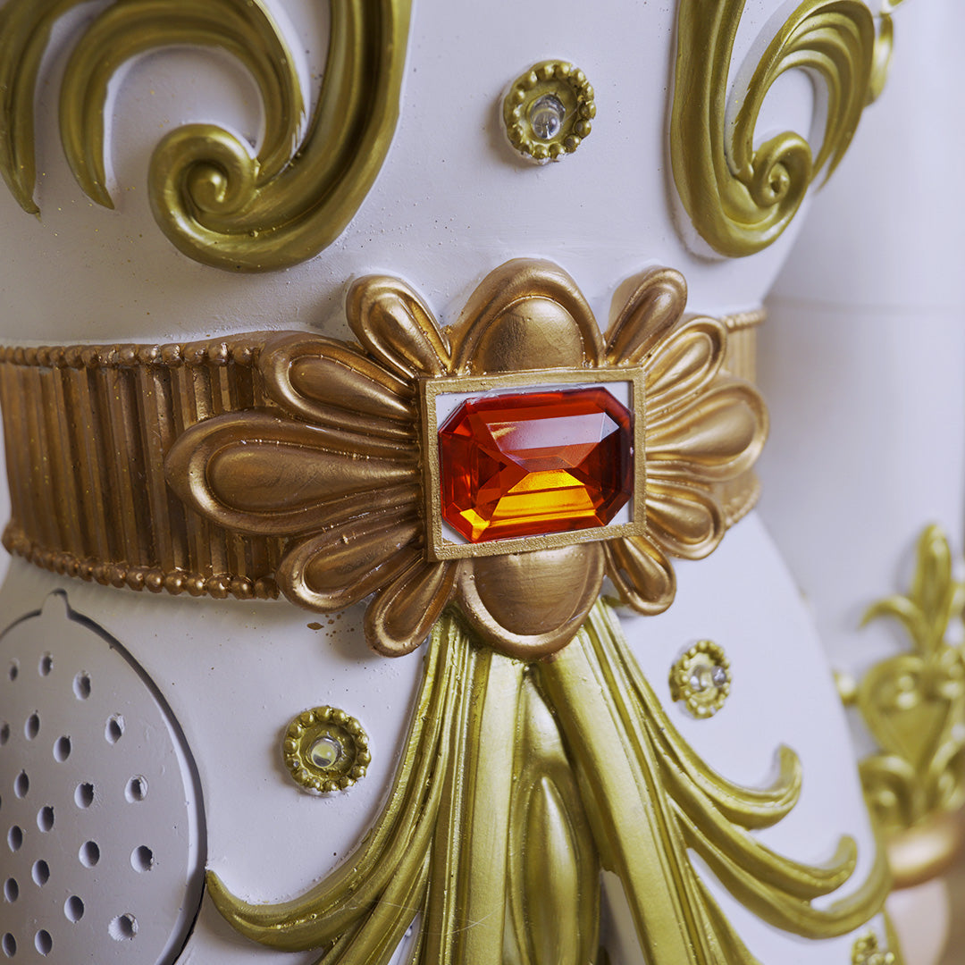 6 FT White & Gold King Nutcracker With Music & Warm White LED Lights