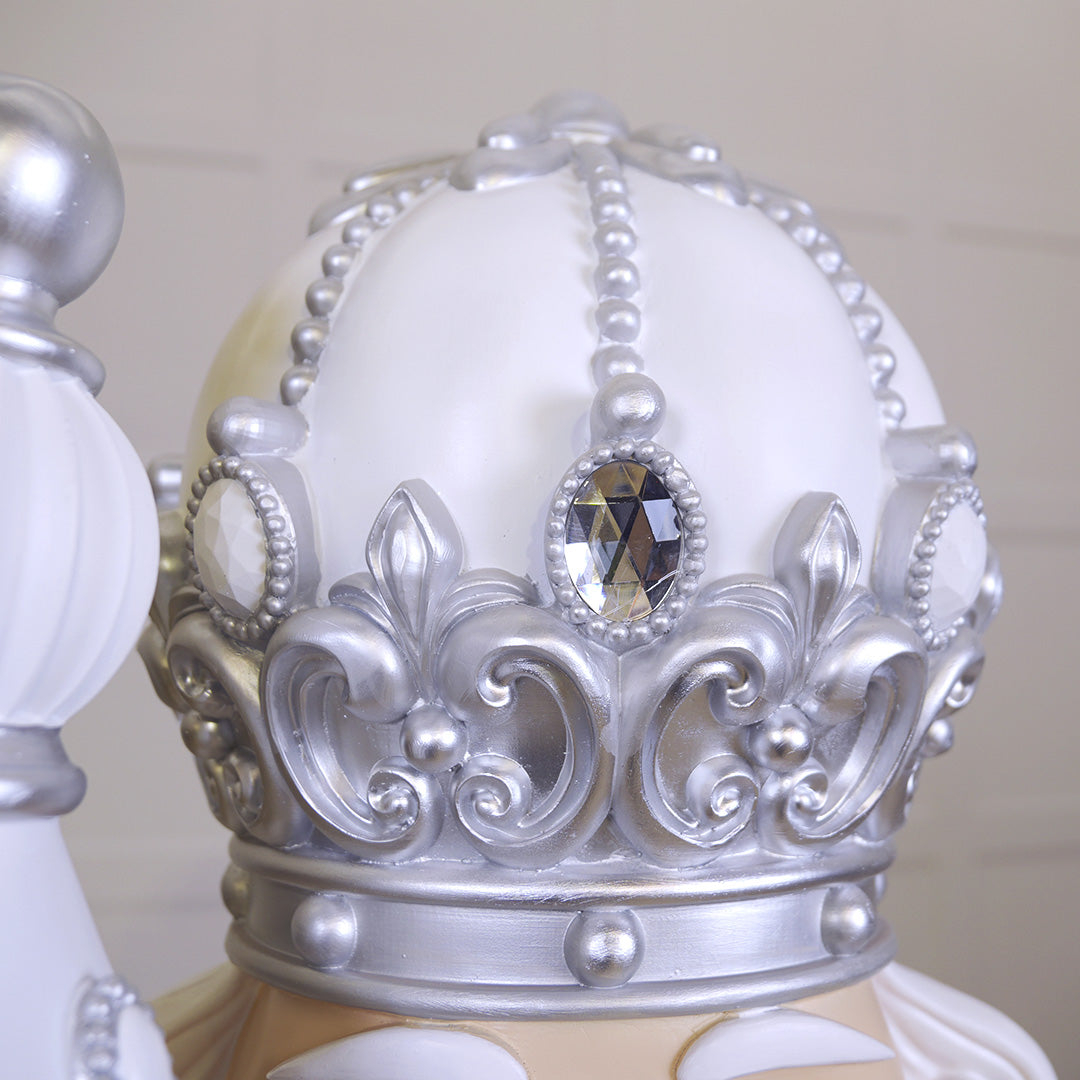 6 FT White & Silver King Nutcracker With Music & Warm White LED Lights