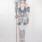 6 FT Silver & White King Nutcracker with Music & Warm White LED Lights