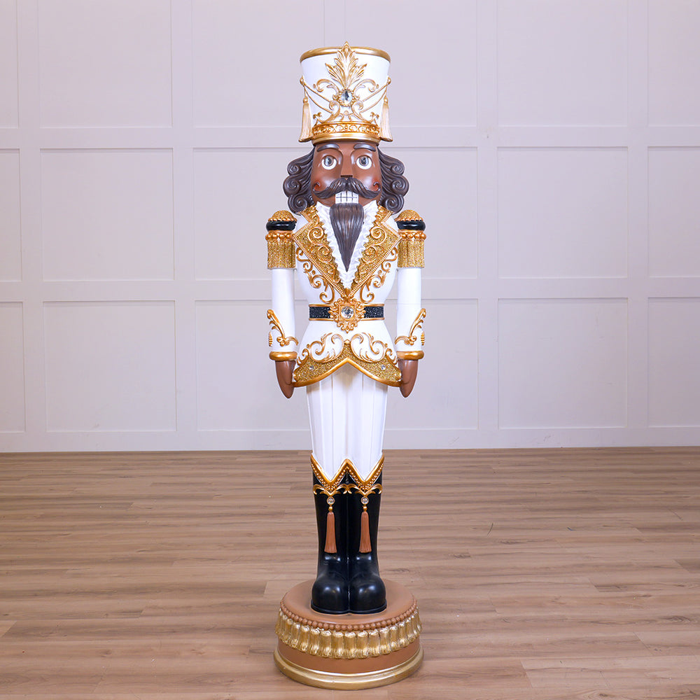 6 FT African American White & Gold Nutcracker
