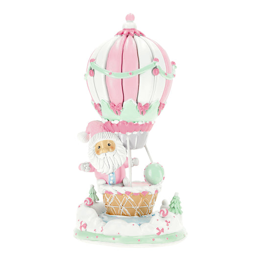 12" Pastel Santa In Hot Air Balloon