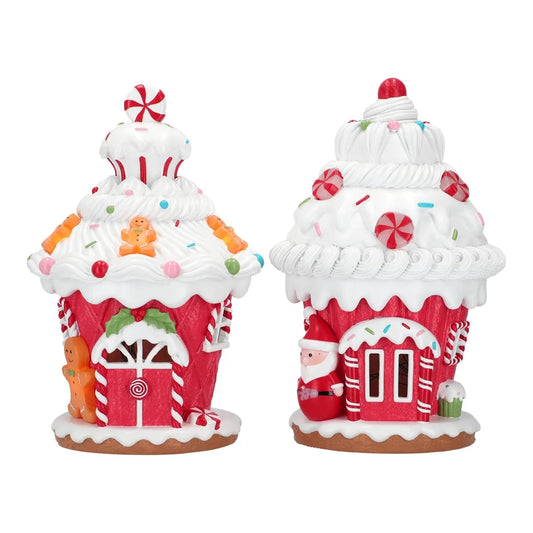 13" LED Candy Gingerbread House Assorted Set Of 2