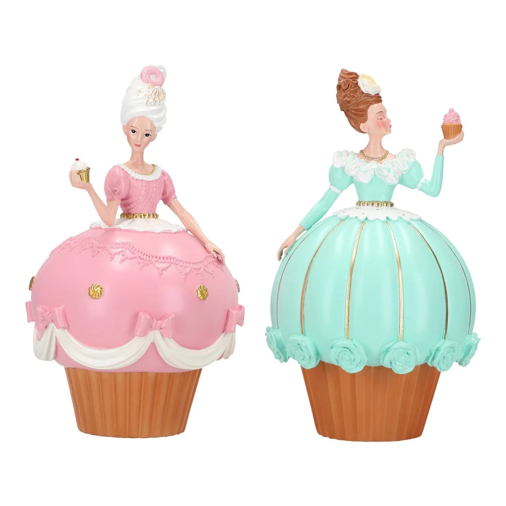 10" Pink & Mint Princess Cupcake Assorted Set Of 2
