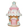 Casa de dulces de pan de jengibre LED rosa y azul de 3,3 pies con pilas
